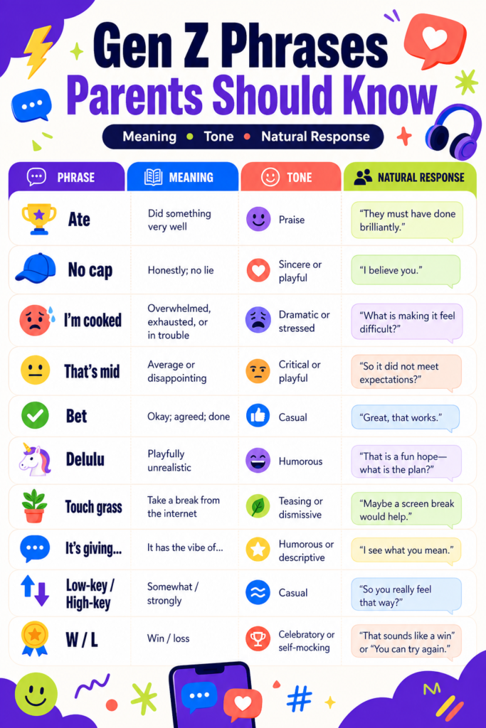 Ten Gen Z phrases parents should know in 2026 with simple meanings